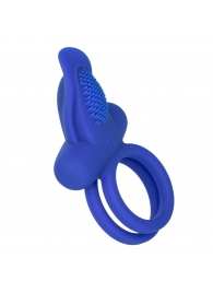 Синее перезаряжаемое эрекционное кольцо Silicone Rechargeable Dual Pleaser Enhancer - California Exotic Novelties - в Пскове купить с доставкой