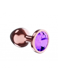 Пробка цвета розового золота с фиолетовым кристаллом Diamond Amethyst Shine S - 7,2 см. - Lola Games - купить с доставкой в Пскове