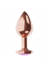 Пробка цвета розового золота с фиолетовым кристаллом Diamond Amethyst Shine S - 7,2 см. - Lola Games - купить с доставкой в Пскове