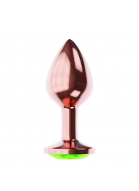 Пробка цвета розового золота с лаймовым кристаллом Diamond Emerald Shine S - 7,2 см. - Lola Games - купить с доставкой в Пскове