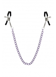 Зажимы для сосков с фиолетовой цепочкой Sweet Caress Nipple Chain - Sweet Caress - купить с доставкой в Пскове