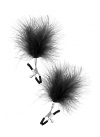 Зажимы на соски с черными пуховыми кисточками Sweet Caress Feather Nipple Clumps - Sweet Caress - купить с доставкой в Пскове