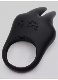 Черное эрекционное виброкольцо Sensation Rechargeable Vibrating Rabbit Love Ring - Fifty Shades of Grey - в Пскове купить с доставкой