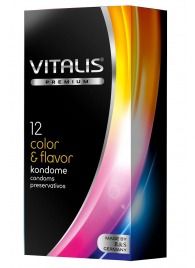 Цветные ароматизированные презервативы VITALIS PREMIUM color   flavor - 12 шт. - Vitalis - купить с доставкой в Пскове