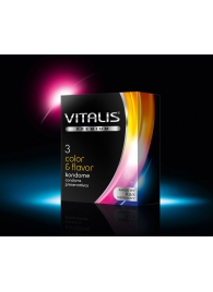 Цветные ароматизированные презервативы VITALIS PREMIUM color   flavor - 3 шт. - Vitalis - купить с доставкой в Пскове