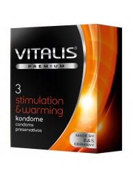 Презервативы VITALIS PREMIUM stimulation   warming с согревающим эффектом - 3 шт. - Vitalis - купить с доставкой в Пскове