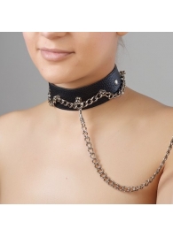 Чёрный ошейник из натуральной кожи - Sitabella - купить с доставкой в Пскове