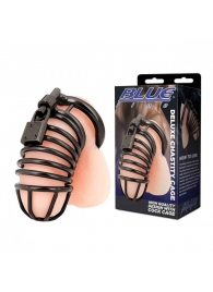 Черная металлическая клетка с замком Deluxe Chastity Cage - BlueLine - купить с доставкой в Пскове