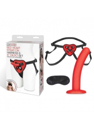 Красный поясной фаллоимитатор Red Heart Strap on Harness   5in Dildo Set - 12,25 см. - Lux Fetish - купить с доставкой в Пскове