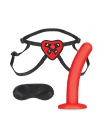 Красный поясной фаллоимитатор Red Heart Strap on Harness   5in Dildo Set - 12,25 см. - Lux Fetish - купить с доставкой в Пскове