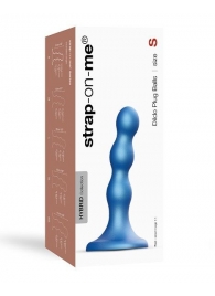 Голубая насадка Strap-On-Me Dildo Plug Balls size S - Strap-on-me - купить с доставкой в Пскове
