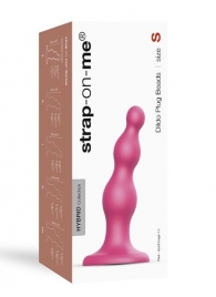 Розовая насадка Strap-On-Me Dildo Plug Beads size S - Strap-on-me - купить с доставкой в Пскове