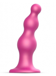 Розовая насадка Strap-On-Me Dildo Plug Beads size S - Strap-on-me - купить с доставкой в Пскове