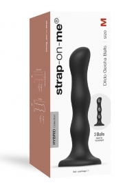 Черная насадка Strap-On-Me Dildo Geisha Balls size M - Strap-on-me - купить с доставкой в Пскове