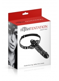 Черный кляп-фаллоимитатор Double Penis Gag - Fetish Tentation - купить с доставкой в Пскове