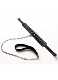 Черный ошейник с шипами и поводком - Crazy Handmade - купить с доставкой в Пскове