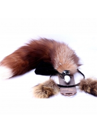 Игровой комплект: серебристая анальная пробка с пушистым хвостом и ободок-ушки - Crazy Handmade - купить с доставкой в Пскове