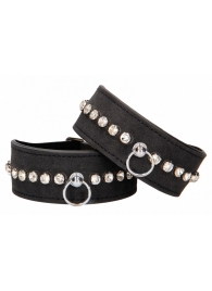 Черные наручники Diamond Studded Wrist Cuffs - Shots Media BV - купить с доставкой в Пскове