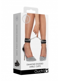 Черные поножи Diamond Studded Ankle Cuffs - Shots Media BV - купить с доставкой в Пскове