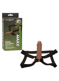 Коричневый фаллопротез Life-Like Extension with Harness - 17,75 см. - California Exotic Novelties - купить с доставкой в Пскове