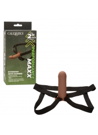 Коричневый фаллопротез из силикона Extension with Harness - 15,75 см. - California Exotic Novelties - купить с доставкой в Пскове