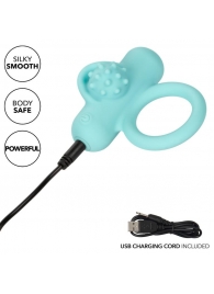 Аквамариновое эрекционное виброкольцо Silicone Rechargeable Nubby Lover’s Delight - California Exotic Novelties - в Пскове купить с доставкой