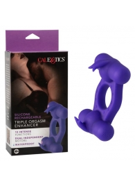 Фиолетовое эрекционное виброкольцо с двумя моторами Silicone Rechargeable Triple Orgasm Enhancer - California Exotic Novelties - в Пскове купить с доставкой