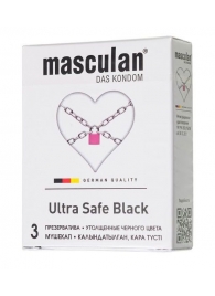 Ультрапрочные презервативы Masculan Ultra Safe Black - 3 шт. - Masculan - купить с доставкой в Пскове