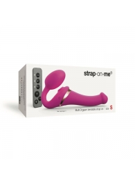 Ярко-розовый безремневой страпон Multi Orgasm Size S с клиторальной стимуляцией - Strap-on-me - купить с доставкой в Пскове