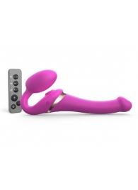 Ярко-розовый безремневой страпон Multi Orgasm Size S с клиторальной стимуляцией - Strap-on-me - купить с доставкой в Пскове