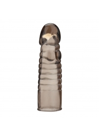 Дымчатая насадка-удлинитель Ribbed Realistic Penis Enhancing Sleeve Extension - 15,2 см. - BlueLine - в Пскове купить с доставкой