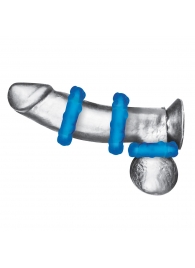 Комплект из трех голубых эрекционных колец 3-Pack Ribbed Rider Cock Ring Set - BlueLine - в Пскове купить с доставкой