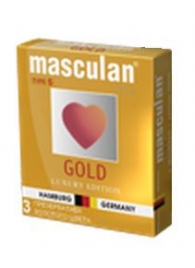 Презервативы Masculan Ultra Gold с золотым напылением и ароматом ванили - 3 шт. - Masculan - купить с доставкой в Пскове