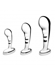 Набор из 3 стальных стимуляторов простаты Stainless Steel P-spot Training Set - b-Vibe - в Пскове купить с доставкой