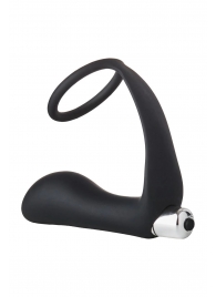Черное эрекционное кольцо с вибропробкой Vibrating Anal Plug With Cockring - Dream Toys - в Пскове купить с доставкой