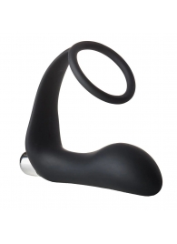 Черное эрекционное кольцо с вибропробкой Vibrating Anal Plug With Cockring - Dream Toys - в Пскове купить с доставкой