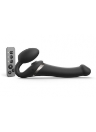 Черный безремневой страпон Multi Orgasm Size M с клиторальной стимуляцией - Strap-on-me - купить с доставкой в Пскове