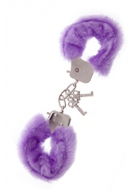 Фиолетовые меховые наручники METAL HANDCUFF WITH PLUSH LAVENDER - Dream Toys - купить с доставкой в Пскове