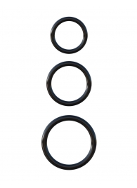 Набор из трех черных эрекционных колец Silicone 3-Ring Stamina Set - Pipedream - в Пскове купить с доставкой