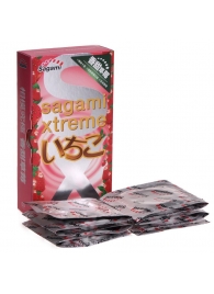 Презервативы Sagami Xtreme Strawberry c ароматом клубники - 10 шт. - Sagami - купить с доставкой в Пскове