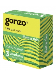 Ультратонкие презервативы Ganzo Ultra thin - 3 шт. - Ganzo - купить с доставкой в Пскове