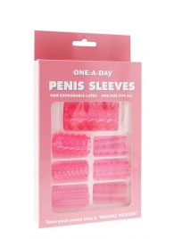 Набор из 7 розовых насадок на пенис ONE-A-DAY PENIS SLEEVES PINK - Seven Creations - в Пскове купить с доставкой