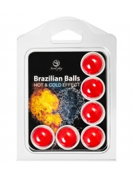 Набор из 6 шариков с массажным маслом Brazilian Balls с охлаждающим и разогревающим эффектом - Secret Play - купить с доставкой в Пскове