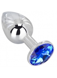 Анальное украшение BUTT PLUG  Small с синим кристаллом - 7 см. - Anal Jewelry Plug - купить с доставкой в Пскове