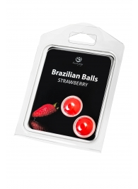 Набор из 2 шариков с массажным маслом Brazilian Balls с ароматом клубники - Secret Play - купить с доставкой в Пскове