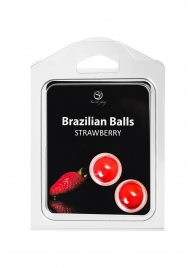 Набор из 2 шариков с массажным маслом Brazilian Balls с ароматом клубники - Secret Play - купить с доставкой в Пскове