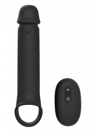 Черная насадка-удлинитель с вибрацией Vibrating Extender With Remote - Dream Toys - в Пскове купить с доставкой