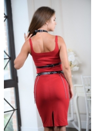 Черно-серебристая портупея-юбка plus size с цепочками - БДСМ Арсенал - купить с доставкой в Пскове