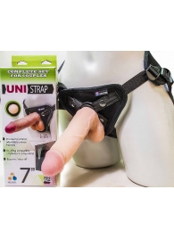 Страпон-унисекс с двумя насадками UNI strap 7  Harness - 19 и 16 см. - LOVETOY (А-Полимер) - купить с доставкой в Пскове