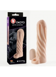 Телесная насадка-удлинитель Okoto со спиралевидным рельефом - 16 см. - Sitabella - в Пскове купить с доставкой